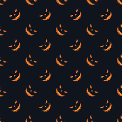 Evil smile pumpkins seamless pattern. Dark seamless pattern with halloween pumpkins