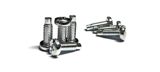 Stainless steel nuts on a white background. Nuts for fastening devices.