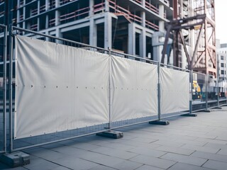 White Blank Hanging Fabric Banner Mockup Template For Advertising