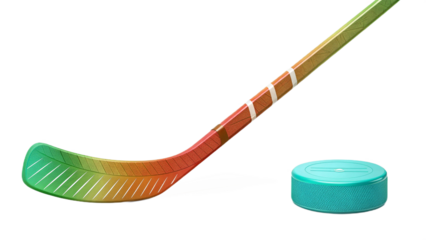Colorful Stick & Puck Sports Illustration