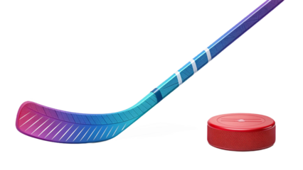 Colorful Stick & Puck Sports Illustration