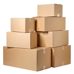 Stacked Cardboard Boxes: A collection of neatly arranged, sturdy cardboard boxes, ready for shipping or storage, showcasing a simple, yet functional arrangement.