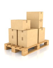 Cardboard boxes stacked on pallet, warehouse (1)