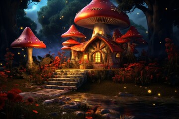 Fairytale Magic Mushroom House in the Forest