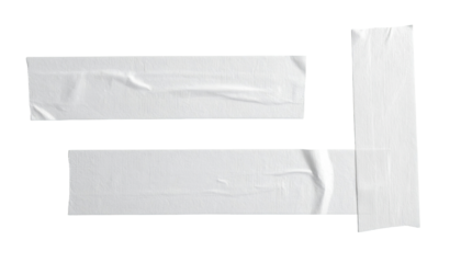 Two overlapping rectangles of wrinkled white adhesive tape