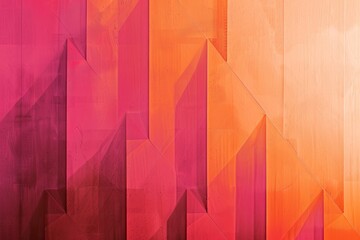 Abstract geometric pattern with varying shades of pink and orange, creating a three-dimensional effect.  The colors gradually shift from dark pink to light orange