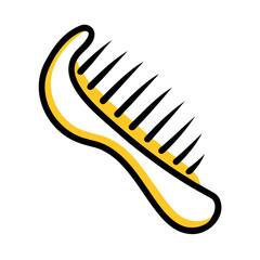 Stylized Vector Illustration of a Black and Yellow Comb with Distinctive Design Elements and Sharp Teeth