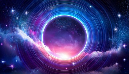 Glowing Circle Portal With Nebula And Clouds Cosmic Gateway To Another Dimension Fantasy Space Scene With Vibrant Colors And Stars