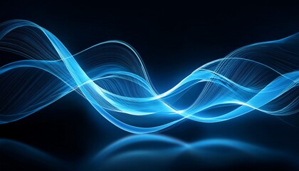 Glowing Blue Waves Intertwined In Abstract Fashion On Dark Background