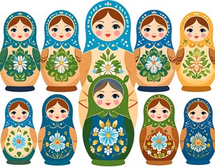 Colorful nesting dolls