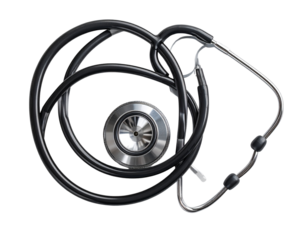 Top-View Stethoscope on White Background Isolated on Transparent Background PNG