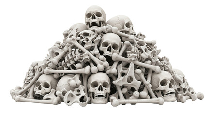 Pile of realistic skulls and bones