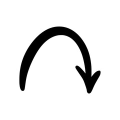 Hand Drawn Curved Arrow Black Doodle Icon Pointing Down