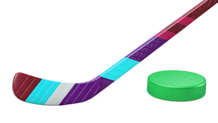 Colorful Stick & Puck Sports Illustration