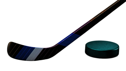 Colorful Stick & Puck Sports Illustration