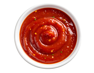 Chili sauce in a bowl isolated on transparent background