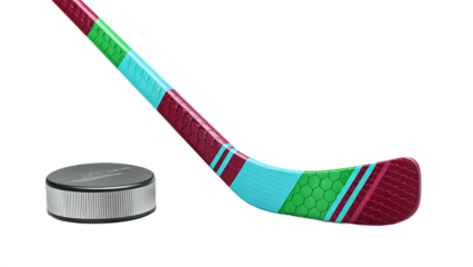 Colorful Stick & Puck Sports Illustration