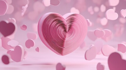 3D Pink Heart Sculpture Made From Cut Plastic Plates
