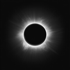 the total solar eclipse, a black circle in the center of an all-black background