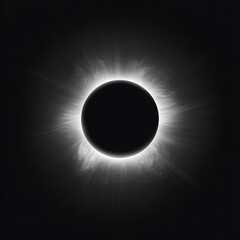 the total solar eclipse, a black circle in the center of an all-black background