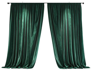  Modern Minimal Green Velvet Drapes with Sharp Pleats, Studio Spotlight