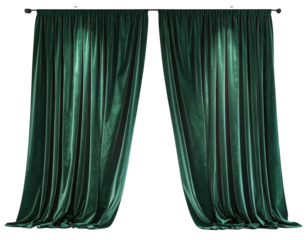 Modern Minimal Green Velvet Drapes with Sharp Pleats, Studio Spotlight