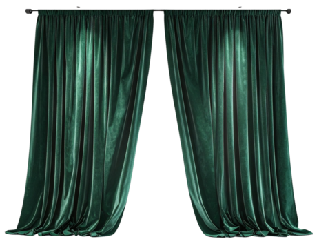  Modern Minimal Green Velvet Drapes with Sharp Pleats, Studio Spotlight