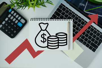 stock market graph with an upward arrow