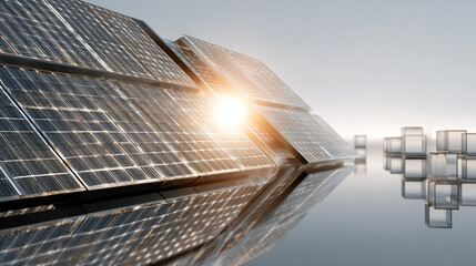 Solar panels reflecting sunlight clean energy technology innovation future power
