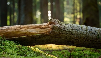 Fototapeta premium Dried Wood Branch Fragment On Forest Floor