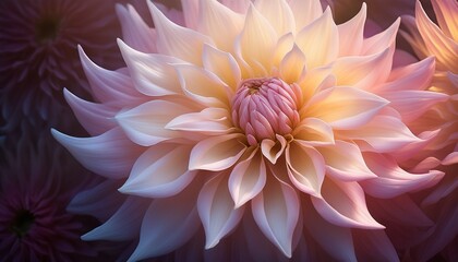 Fototapeta premium Dahlia Bloom A Pastel Dream In Exquisite Detail