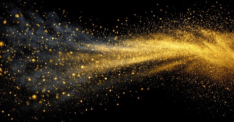 Gold and grey particles explode