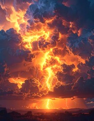 Dramatic sunset storm clouds