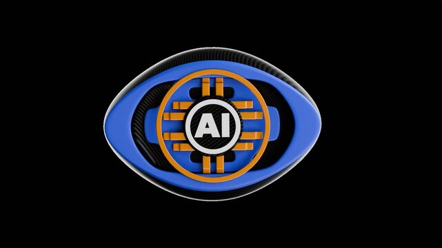 Eyeshaped ai logo featuring a circuit design element. Perfect for technology, artificial intelligence, robotics, and software companies branding.