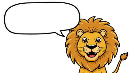 Cartoon Lion with Speech Bubble Smiling and Ready to Talk.