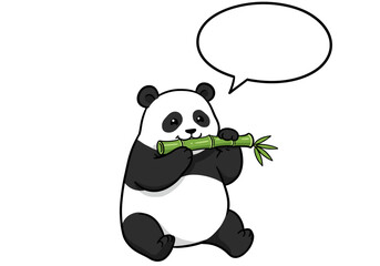 Cartoon Panda Eating Bamboo with Speech Bubble 1.