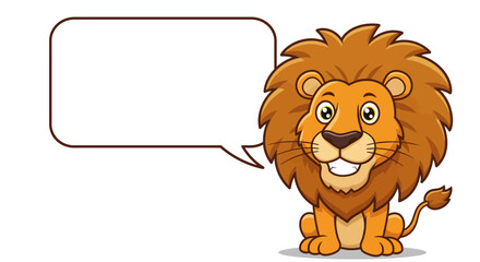 Cartoon Lion with Speech Bubble for Text.