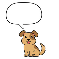 Cartoon Dog with Speech Bubble Cute Pet Illustration.