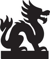 Dragon statue silhouette icon, mythical creature vector design, EPS file for culture and art.