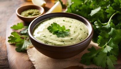 Classic Salad Dressing Featuring A Herb Sauce With Cilantro Parsley And Oil