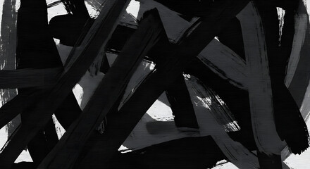 Artistic Brushstrokes A Textured Dance of Black Ink and Lightness