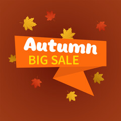 Autumn background. An advertising banner with autumn leaves. Autumn big sale. Vector illustration