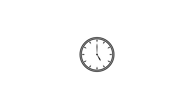 Classic clock icon looping animation, simple clock animation in vintage style with alpha channel