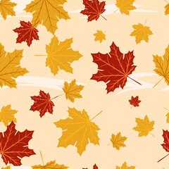 Seamless pattern with autumn maple leaves. Perfect for wallpaper, gift paper, textiles, greeting cards. 