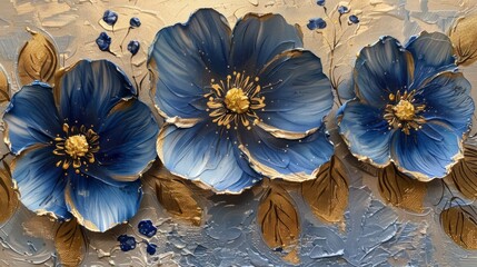 Textured floral abstract painting on canvas