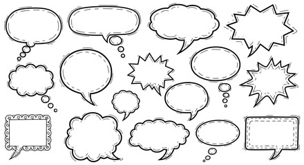 Fototapeta premium A vector illustration set of comic speech bubbles and thought balloons for communication and chat messages