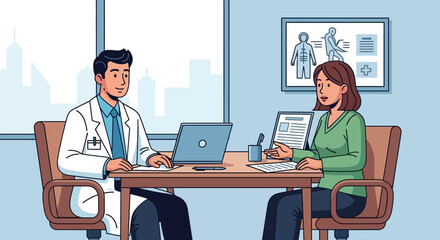 Fototapeta premium Doctor nurse and patient working together in hospital clinic setting