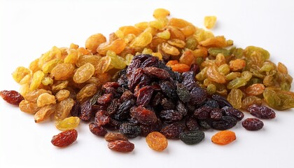 Fototapeta premium Assorted Colorful Raisins On White Background