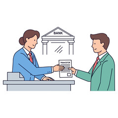 Bank Teller Assisting Business Client with Transfer.
