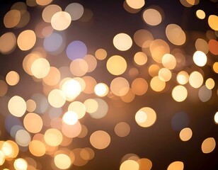Abstract bokeh of golden lights on a dark background